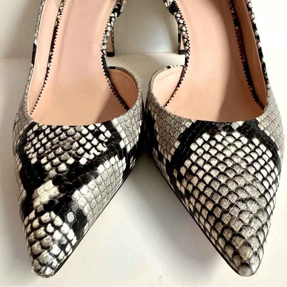 J Crew- Lucie Black and white snake embossed leather pump.Made in Italy.Size 10